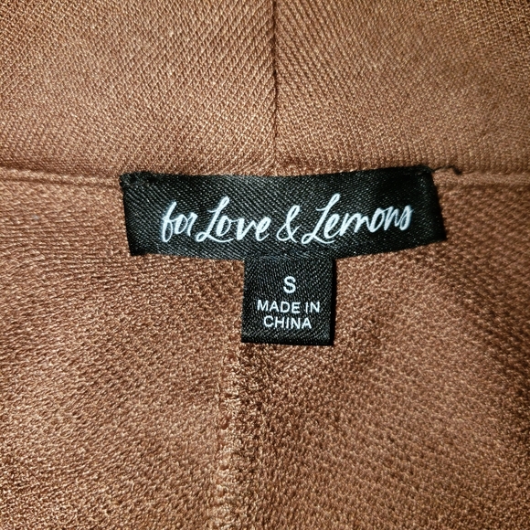 FOR LOVE & LEMONS Shannon Pants Camel Wide Leg Front Seam Knit Trousers Sz S - Picture 7 of 13